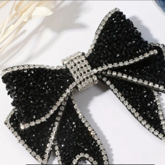 NEW ELEGANT DAZZLING CRYSTAL BOW TIE/NECK TIE - BLACK 3" x 4" - Picture 6 of 11